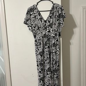 Black and white floral romper